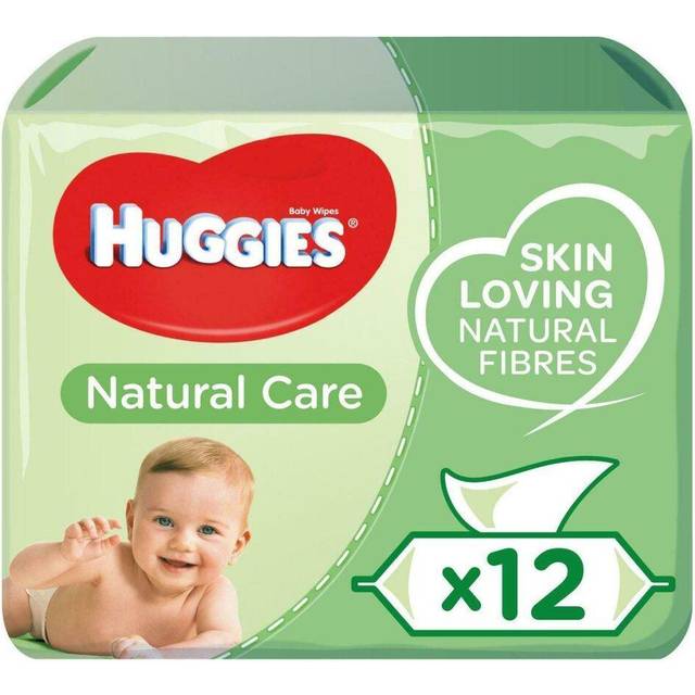 Huggies Natural Care Baby Wipes With Skin Loving Natural Fibres & Aloe Vera, White
