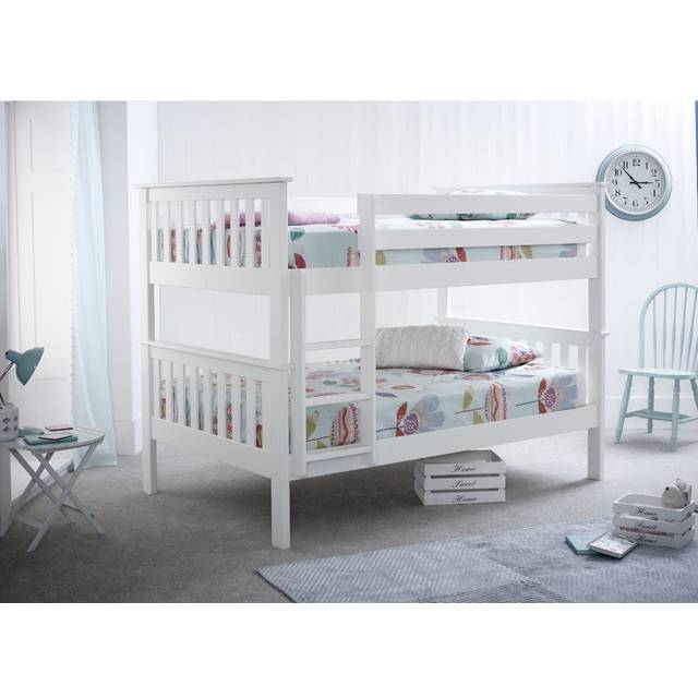 Oslo Quadruple White Bunk Bed with Spring Mattresses - Bedmaster - Double