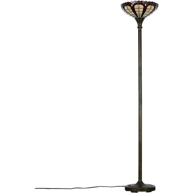 ValueLights Tiffany Art Deco Red Jewel Floor Lamp - Gold - 167 x 30 x 30cm