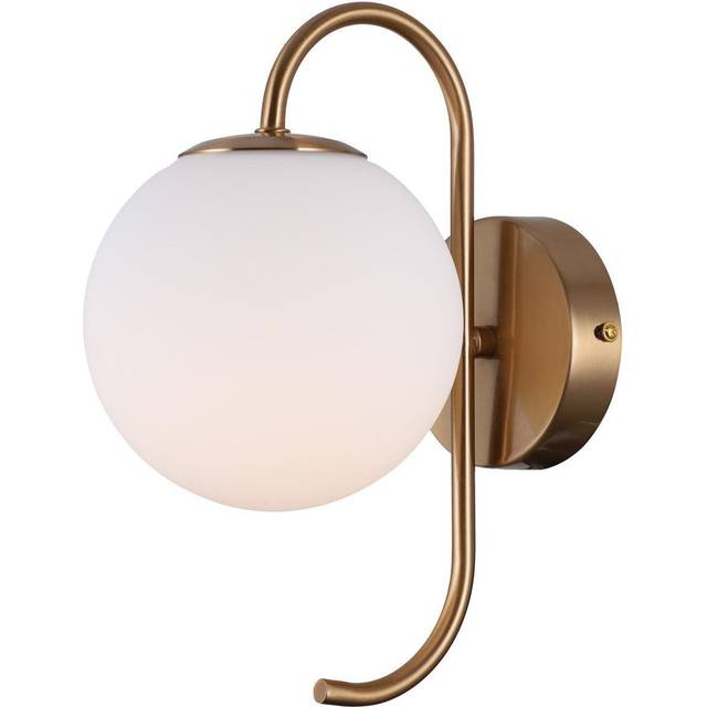 Italux - Gela - Industrial And Retro Wall Lamp Honey Brass 1 Light with White Shade, G9