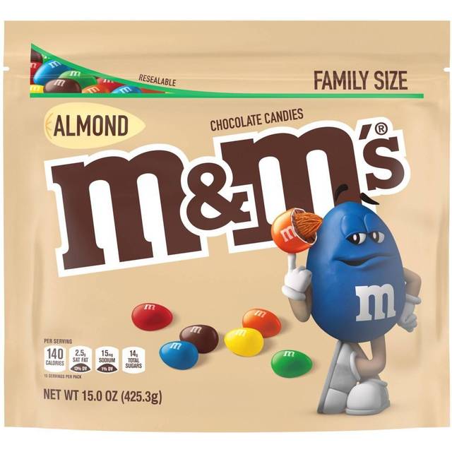 M&m's almond milk chocolate m & ms candy large family size usa exclusive flavour