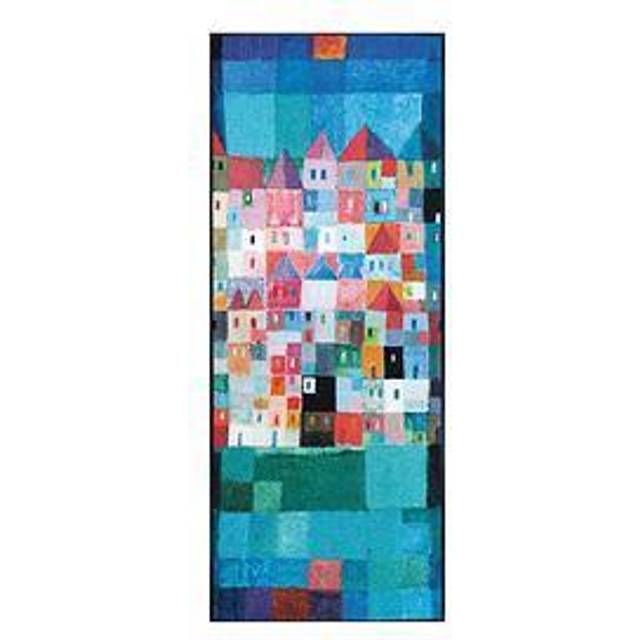 tvätta + torr dörrmatta färgglada hus, 75 x 190 cm, insida, tvättbar, färgglad