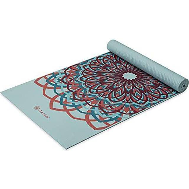 "Gaiam Yoga Mat Premium Print Extra Thick Non Slip Exercise & Fitness Mat for All Types of Yoga  Pilates & Floor Workouts  Santorini  6mm  68"""" L x 24"""