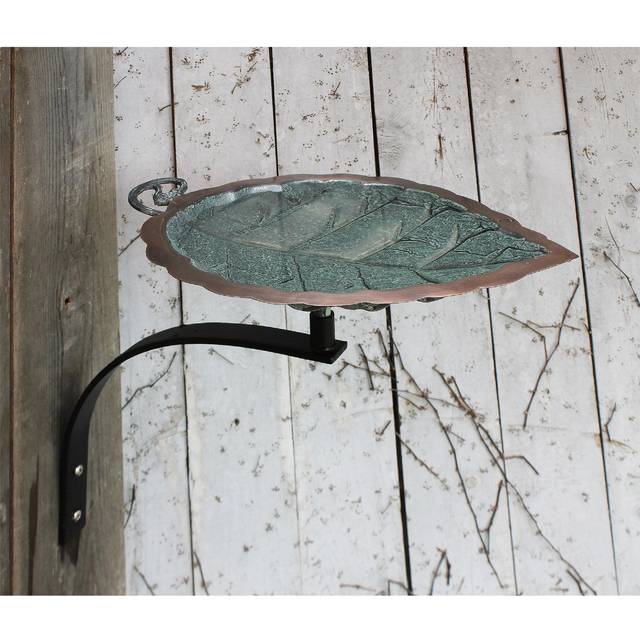 Achla BB-04-WM Aspen Leaf Birdbath with Wall Mount Bracket