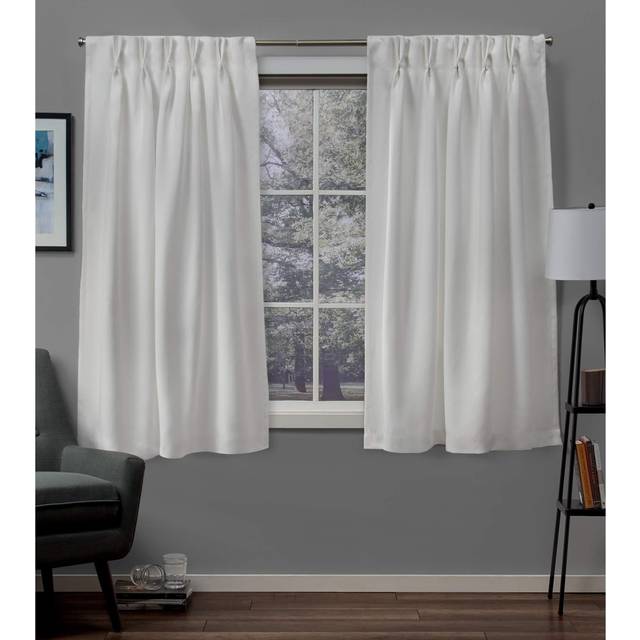 "Exclusive Home Sateen Twill Woven Room Darkening Blackout Pinch Pleat/Hidden Tab Top Curtain Panel Pair  63"""""""" Length  Vanilla"