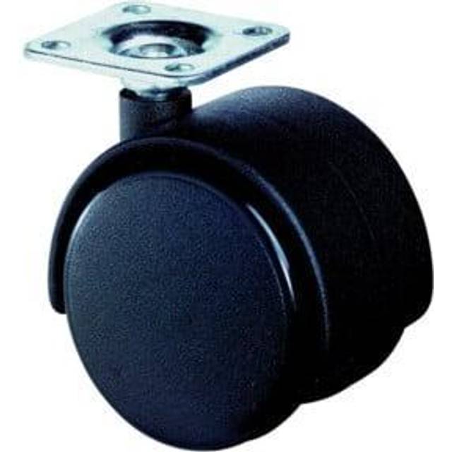 Kunststoffdoppelrolle D.50mm, Trgf.40kg m.Platte PA schwarz RAL 9005