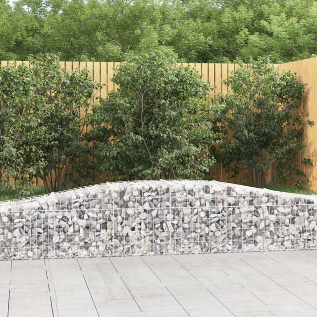 vidaXL Arched Gabion Baskets 6 pcs 400x50x40/60 cm Galvanised Iron - Silver