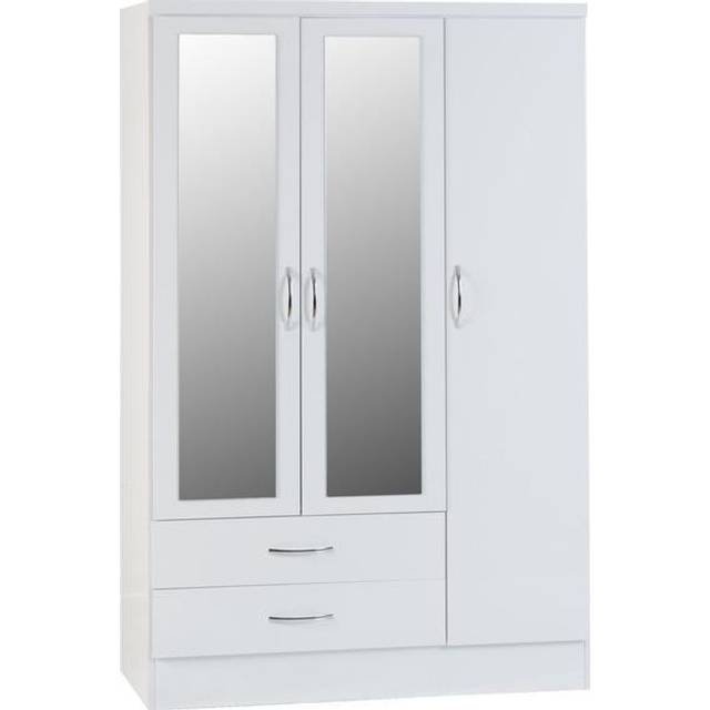 Seconique Nevada 3 Door 2 Drawer Wardrobe - White Gloss, White