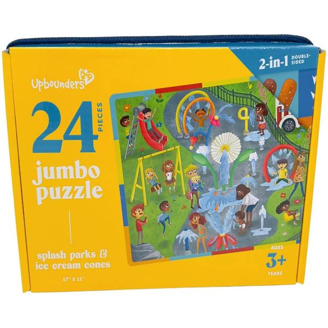 Upbounders Splash Parks and Ice Cream Cones - Double-Sided 24 Piece Kids Puzzle - Colorful Preschool Puzzle for Toddlers Ages 3+ (Multicultural)