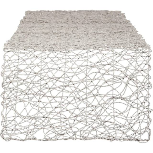 GRAY WOVEN PAPER TABLE RUNNER 14x72