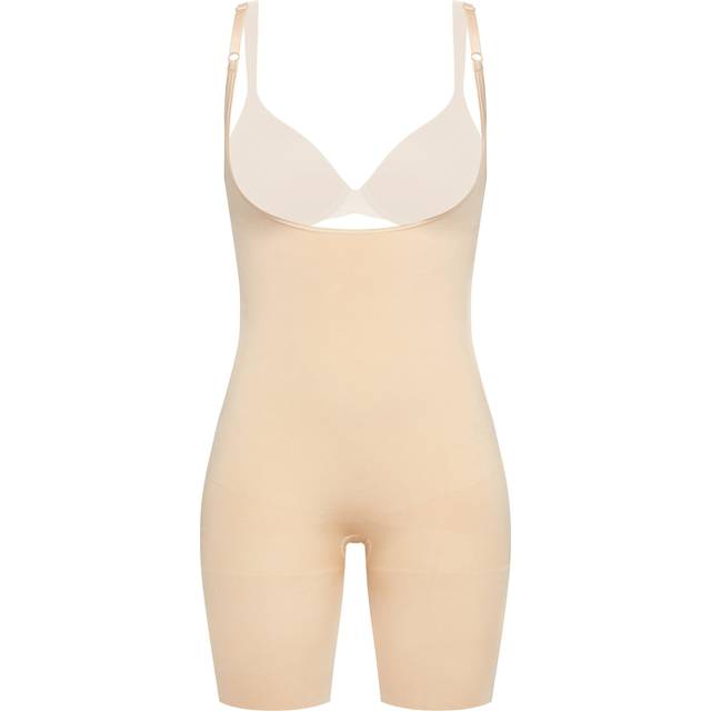 Spanx Everyday Shaping Open Bust Mid Thigh Bodysuit - Soft Nude, Beige, Size Xl, Women - XL