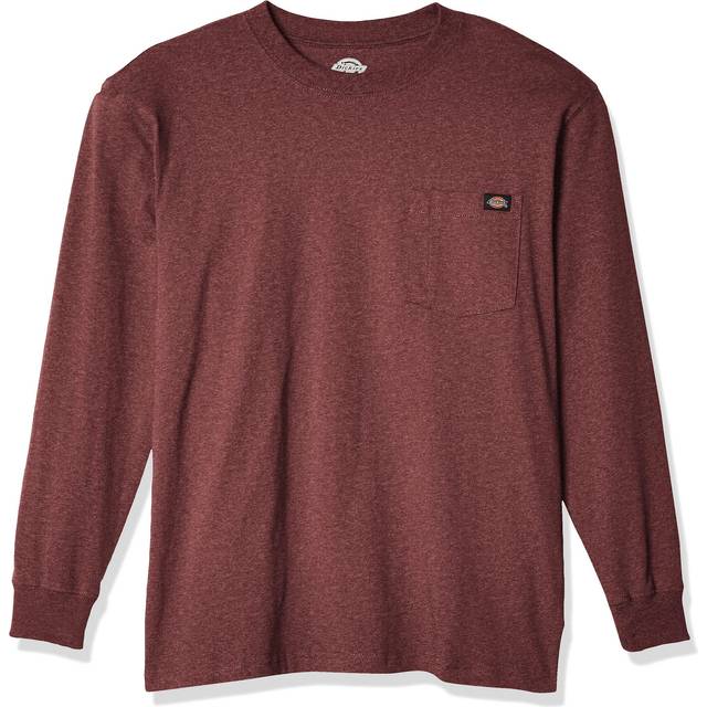 Dickies mens Long Sleeve Heavyweight Crew Neck Work Utility T Shirt  Burgundy Single Dye Heather  Small US