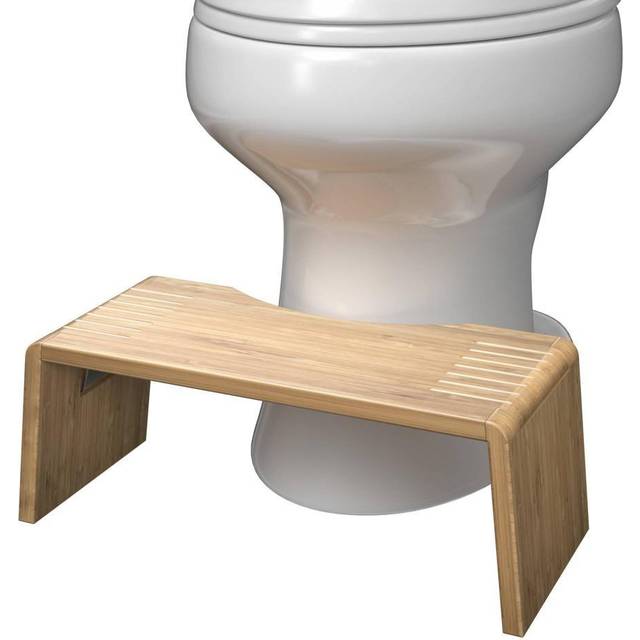Squatty Potty Oslo Hopfällbar Bambu Badrum Toalett Pall, 7-Tum Höjd, Brun