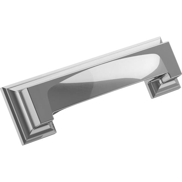 Amerock | Cabinet Cup Pull | Polished Chrome | 3 inch & 3-3/4 inch (76mm & 96 mm) Center-to-Center | Appoint | 1 Pack | Drawer Pull | Cabinet Handle |
