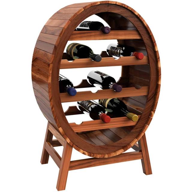 Wine Rack Wood 12 Bottles Wine Barrel Design