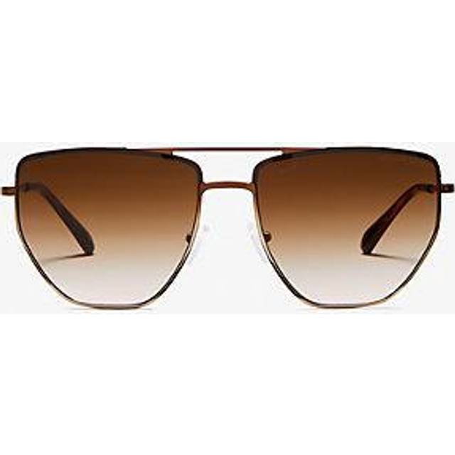 Brown Gradient Square Frame Sunglasses 60mm - Gold (*)