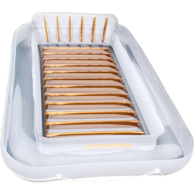 SWIMLINE ORIGINAL Suntan Tub 1-PACK Classic Inflatable Tanning Float Floating Lounge | Gold Personal Tan Pool Hybrid Lounger | Adjustable Pillow | Fil