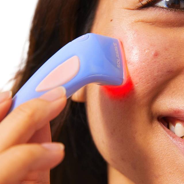 Solawave Bye Acne: 3-Minute Pimple Spot Treatment with Blue Light Therapy and Red Light Therapy - Handheld Device for Breakouts and Face Care