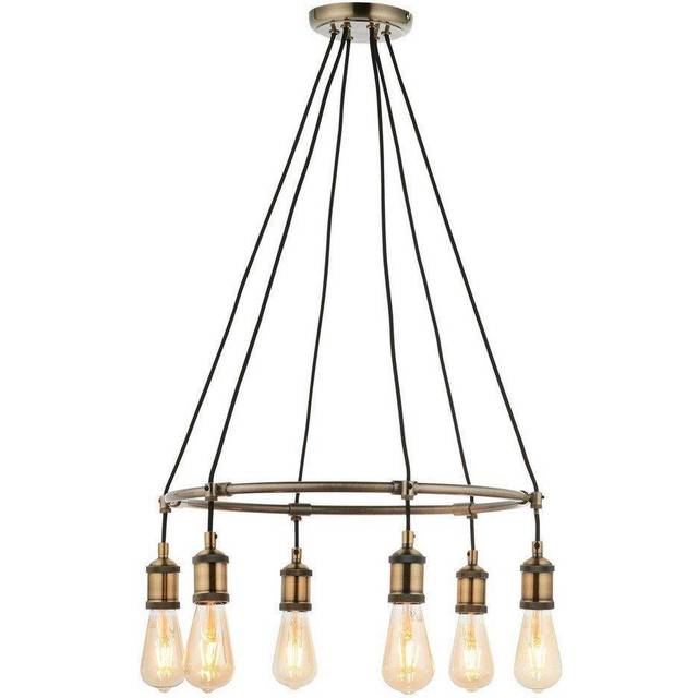 Hal 6 Light Chandelier - Antique Brass (14.7cm H X 54.5cm W X 54.5cm D)