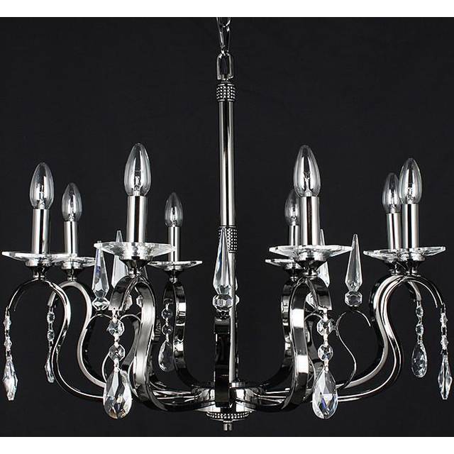Rhinestone Crystal Gun Metal 8 Arm Chandelier - Black - One Size