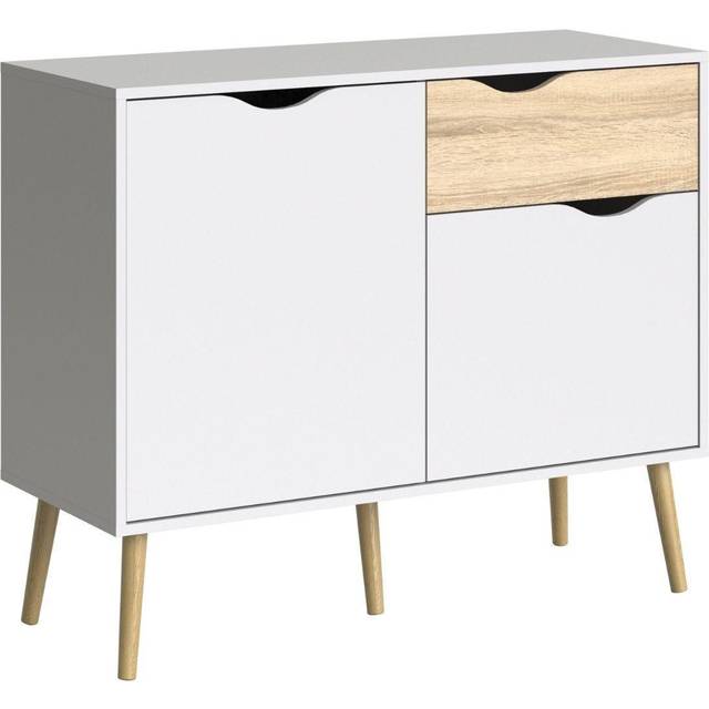 Oslo Sideboard Small 1 Drawer 2 Doors In White And Oak Effect, White