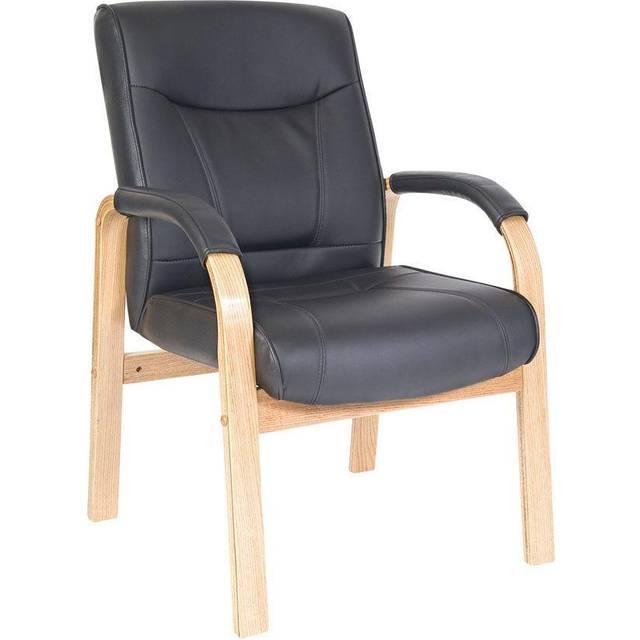 Teknik Kingston Visitor Chair w/ Oak-Coloured Arms and Legs, Black