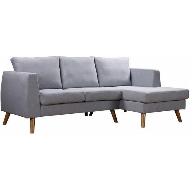 Ewan L-Shaped Corner Sofa in Grey Fabric - Right Hand Chaise