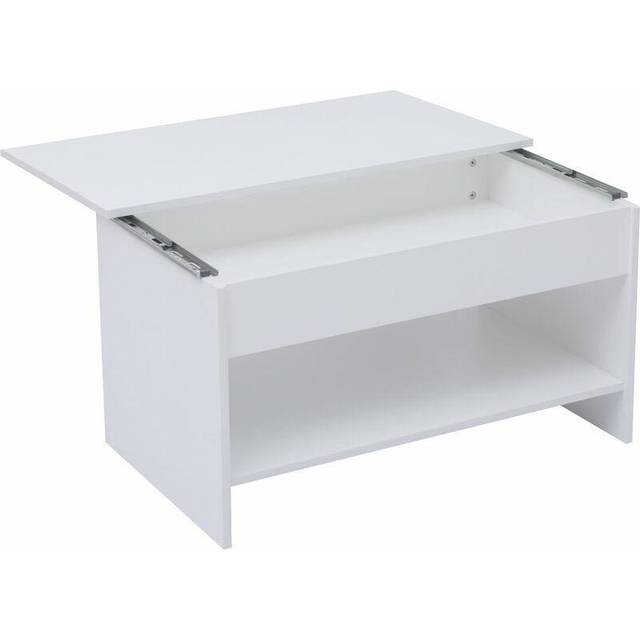 HMD White Sliding Top Coffee Table with Storage Shelf - White