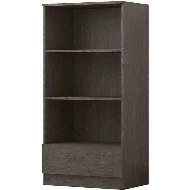 Bookcase with Three Shelves and Storage Drawer, Rustic Oak