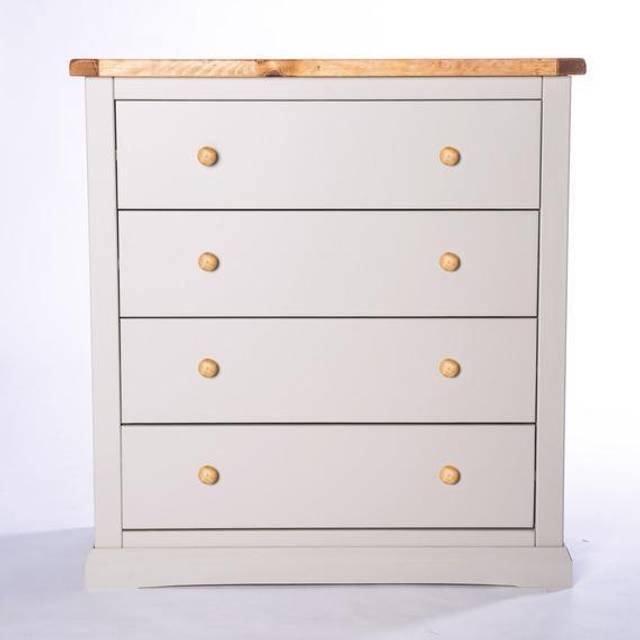 Loreo 4 Drawer Light Grey Chest of Drawers with Wood Knobs - 4 Drawers