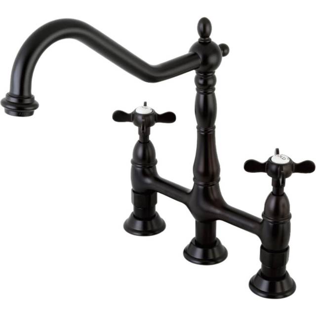 "Kingston Brass KS1275BEXBS 8"""" Centerset Kitchen Faucet with Brass Spr"