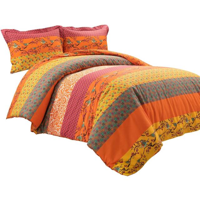Lush Decor Royal Empire Duvet Cover Set - Reversible Striped Bold Colorful Bohemian Patterns - Soft 100% Cotton Comfort - 3 Piece Bedding Set - Full/