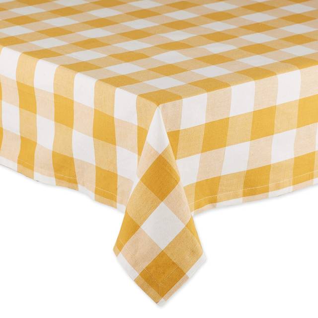 DII Buffalo Check Collection  Classic Farmhouse Tablecloth  Tablecloth  60x84  Honey Gold