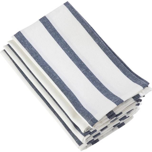 Saro Lifestyle 1834.NB20S 20 in. Square Striped Printed Design Cotton Napkin, Navy Blue - Set of 4