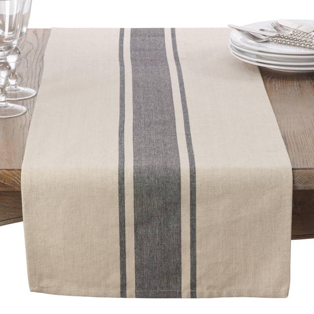 Cotton Table Runner With Banded Design
