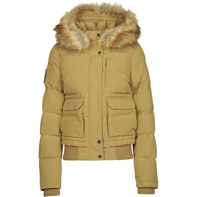 Superdry Everest Hooded Puffer Bomber Jacket - Camel