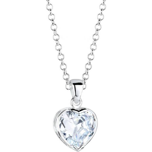Elli Dam 925 sterling silver xilion slipad zirkon halsband med hjärta hänge av längd 45 cm, 450, Kristall, Kubisk zirkonia
