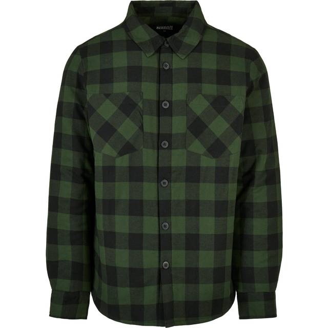 Urban Classics Herr TB3958-Padded Check Flannel Shirt Skjorta, Svart/Röd, S, svart/röd, S