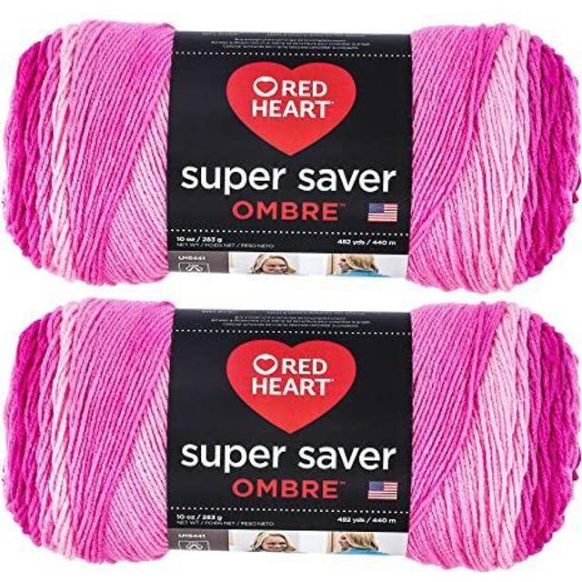 Red Heart Super Saver Jumbo Yarn, 2 Pack, Jazzy Ombre 2 count