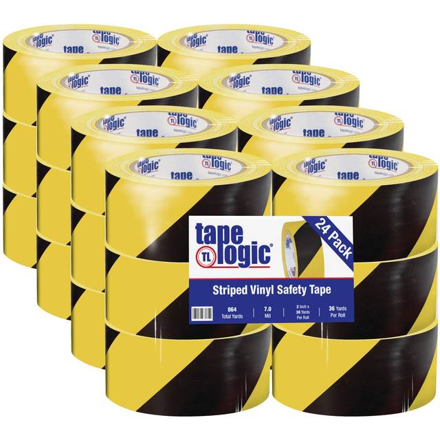 Box Partners T9236BY 2 in. x 36 yds. Black-Yellow Striped Vinyl Safety Tape
