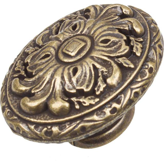 GlideRite Hardware 5710-AB-10 1.125 inch Diameter Classic Round Cabinet Knobs 10 Pack  Antique Brass Finish  10 Count