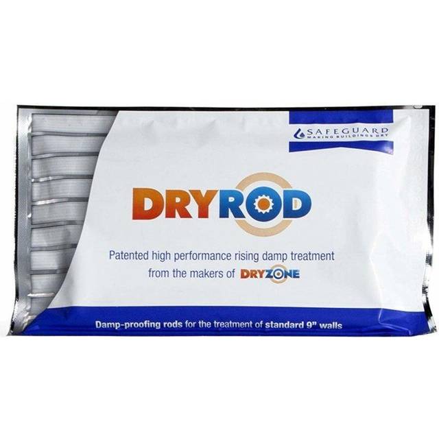 Dryzone Damp Proofing Rods (10 Pack) - Bba-approved Rising Damp Treatment, Stronger Than Dpc Injection Creams. Coverage 1.2M, White