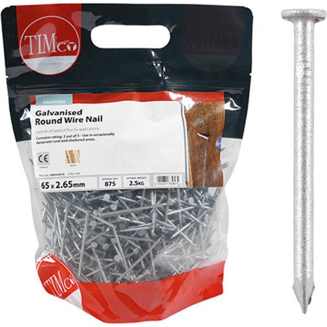 TIMCO Round Wire Nails Galvanised - GRW26565LB- you get 3