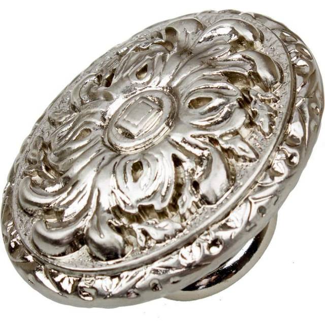 GlideRite Hardware 5710-SN-10 2 inch Old World Ornate Oval Cabinet Knobs 10 Pack  Satin Nickel Finish  10 Count