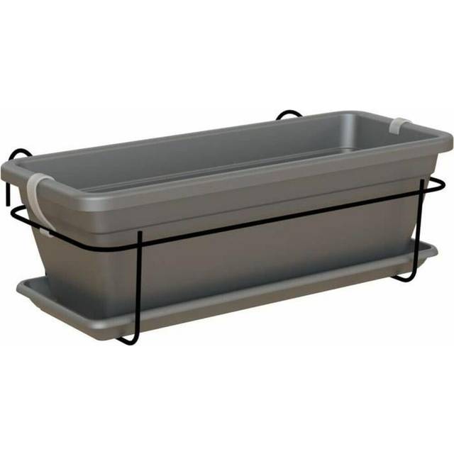 ARTEVASI VENEZIA balcony planter kit 50cm anthracite - With water reserve - Gray - Plastic - Capacity 10L