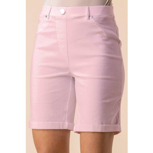 Elastic Waist Turn Up Stretch Shorts - Pink - Size 18 - Roman