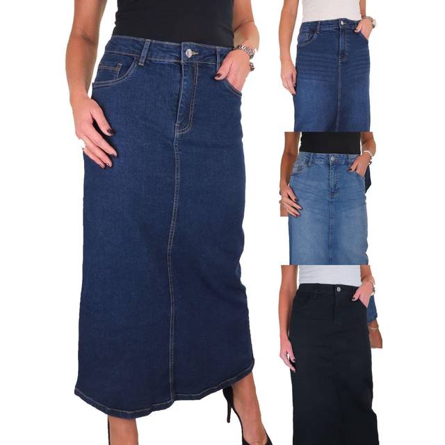 Stretch Denim Maxi Skirt - Dark Indigo - 14