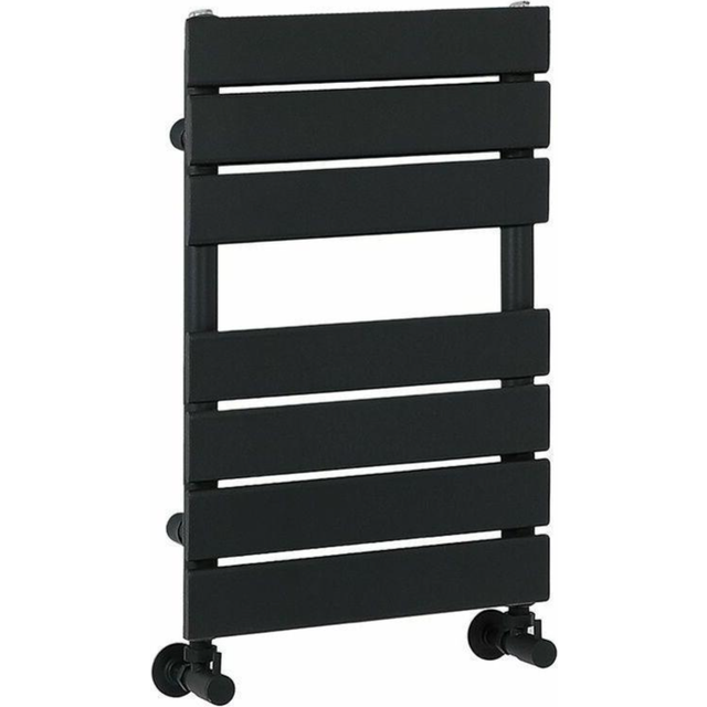 Milano - Lustro - Modern Matte Black Flat Panel Heated Towel Rail Radiator - 600mm x 400mm