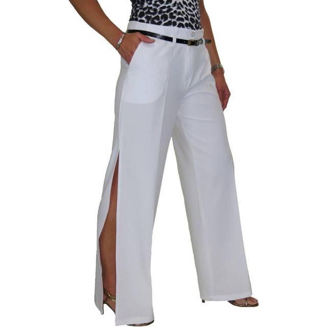 Womens high side split wide leg flare trousers evening city party event 8 - 16