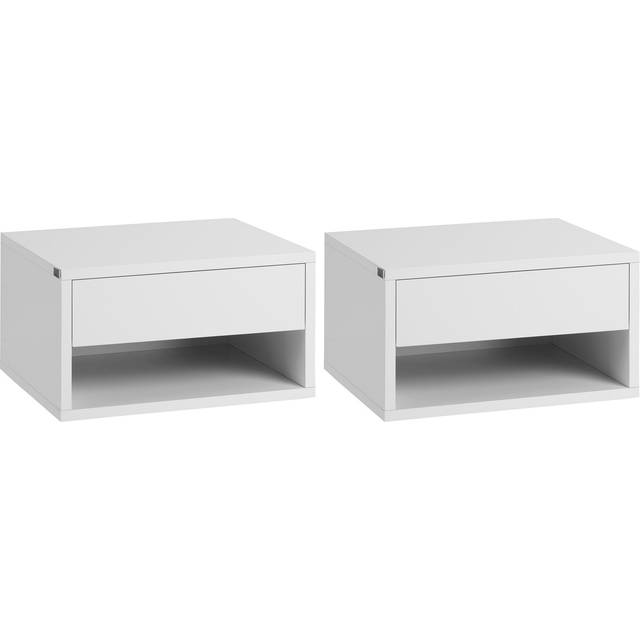 HOMCOM Floating Bedside Table Set of 2 Wall Mounted Nightstand W/ Drawer White | TJ Hughes